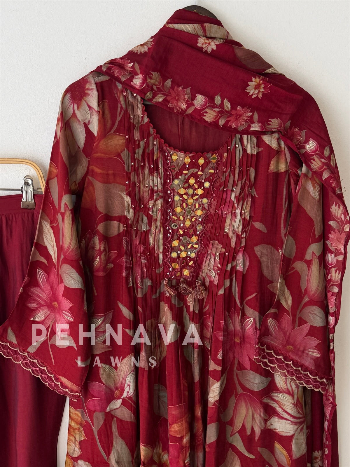 Mirror Embellished Printed Suit-13136