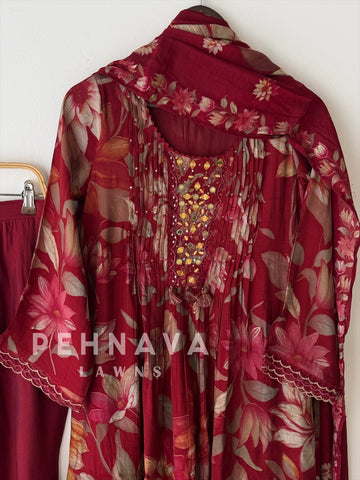 Mirror Embellished Printed Suit-13136