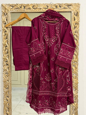Pure Lawn Embroidery Suit-D2