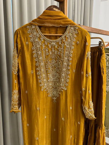 Heavily Handworked Sharara with Pure Chiffon Dupata-6789