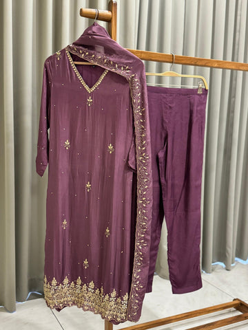 Premium Handworked Chin-non 3 piece Suit - Pehnava Lawns