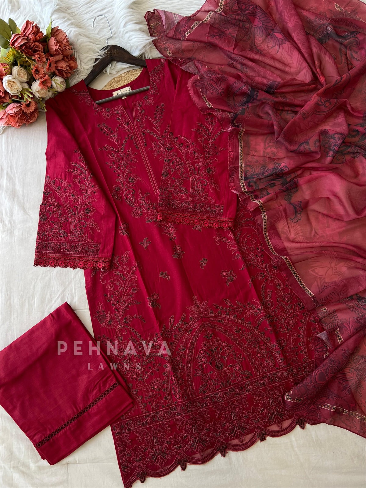 Semi-Stitched Rayon Embroidered Casual Wear-1215 - Pehnava Lawns