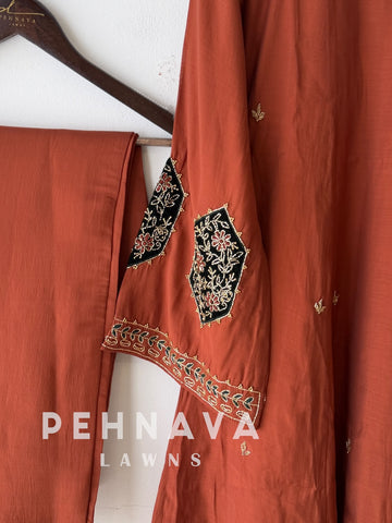 Handworked Anarkali Set with Velvet Detailing(25-30 Days Dispatch Time)