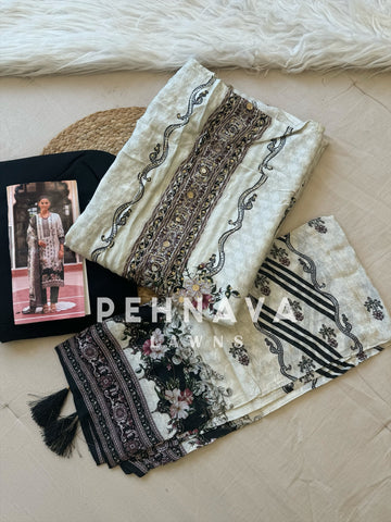 Pure muslin with detailings  and muslin Dupatta-103