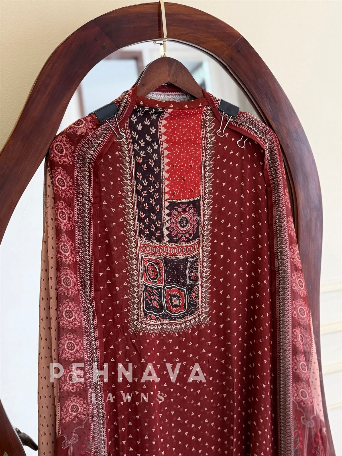 Ajrak Yoke Unstitched Suit