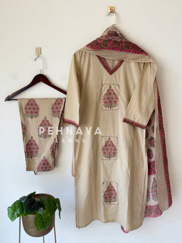 Printed Three Piece Cotton Set-SW19
