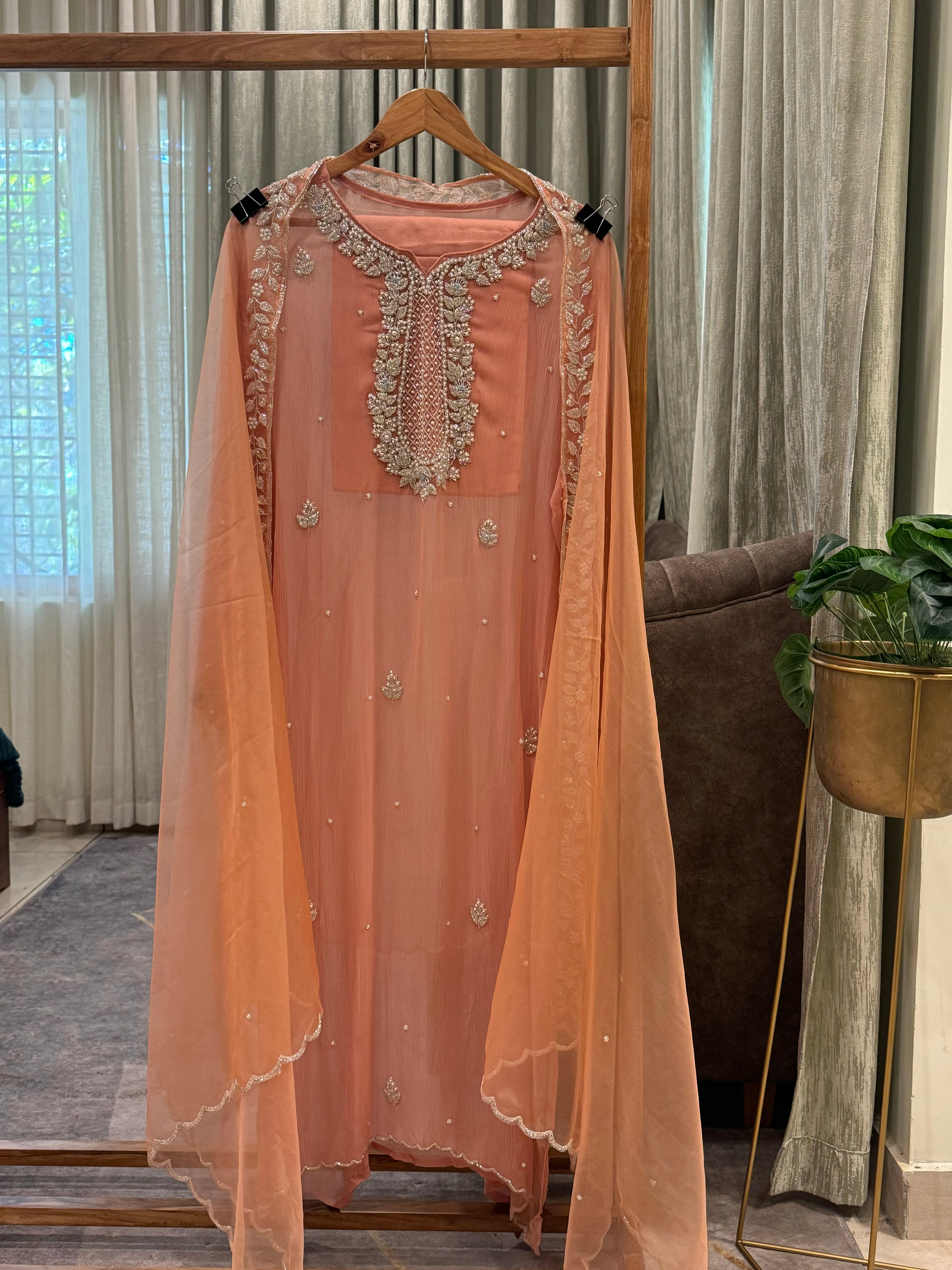 Premium chiffon handwork semi-stitched suit-1078N