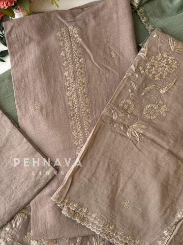 Mulchanderi Unstitched Embroidered Suit - Pehnava Lawns