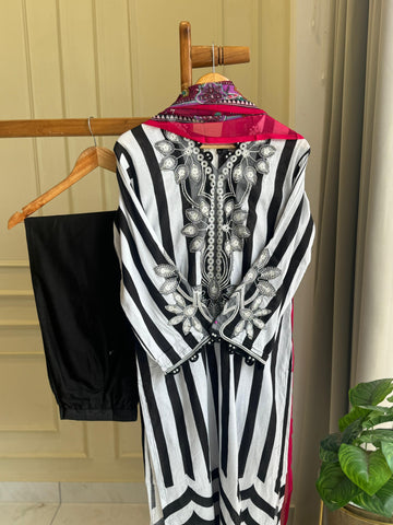 Black Vibrant Floral Suit-2003