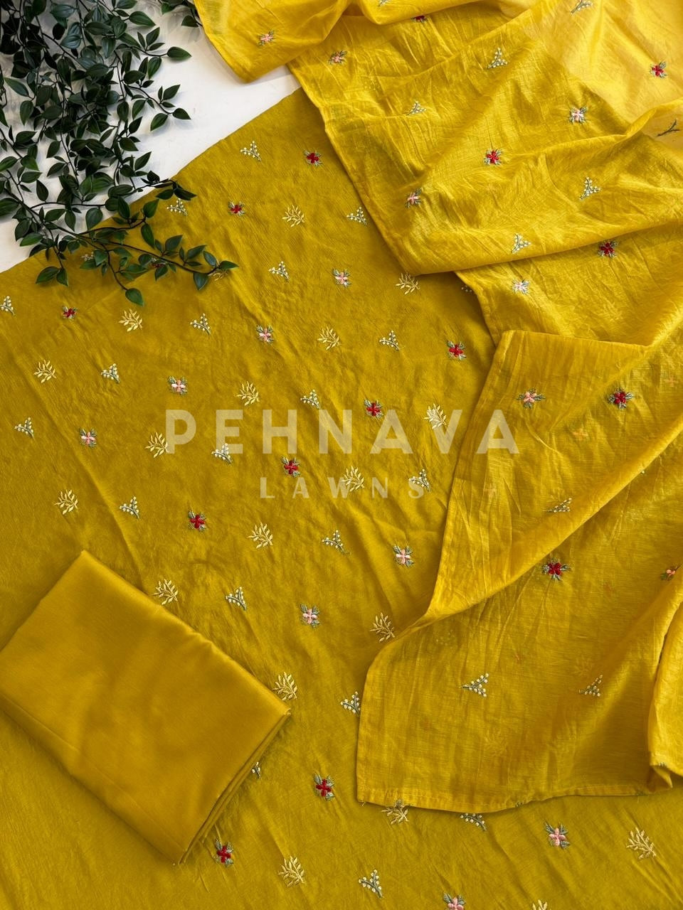 Unstitched Chanderi Buti Suit Set