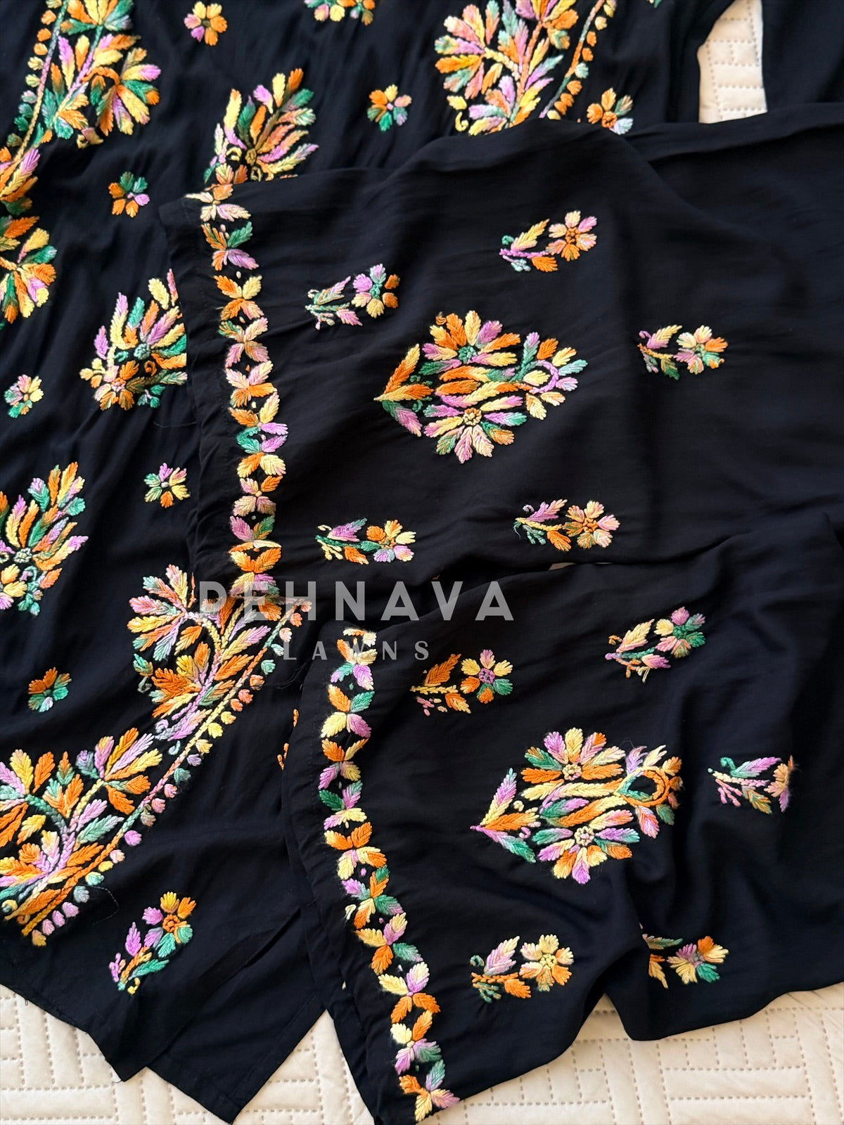 Multi black Chikankari Set
