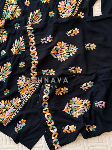 Multi black Chikankari Set