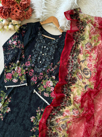 Black Printed Casual Suit 1331