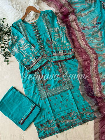 Embroidered Cotton Pakistani Suit-3374-N