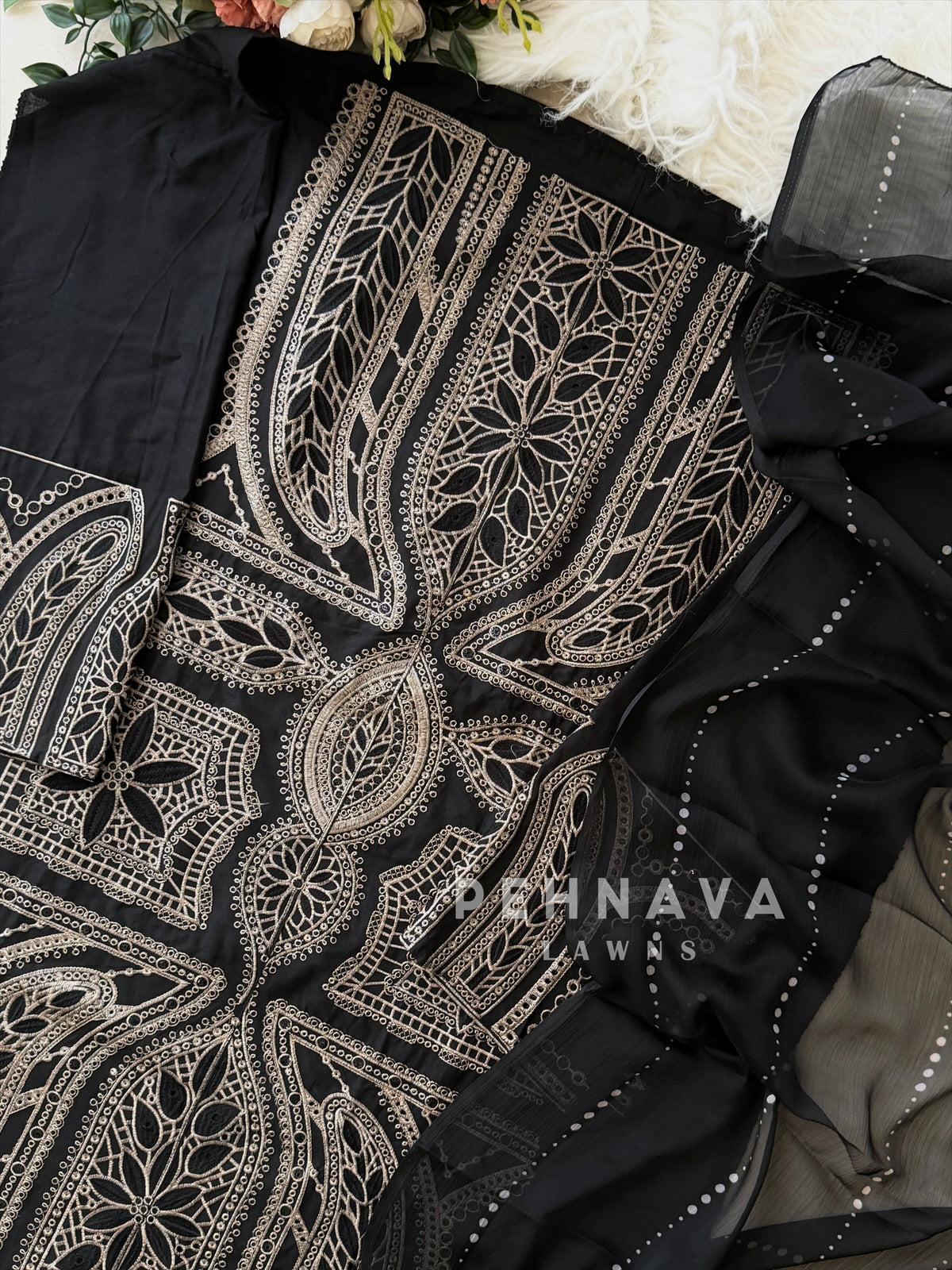 Embroidered Semi Stitched Suit 1916
