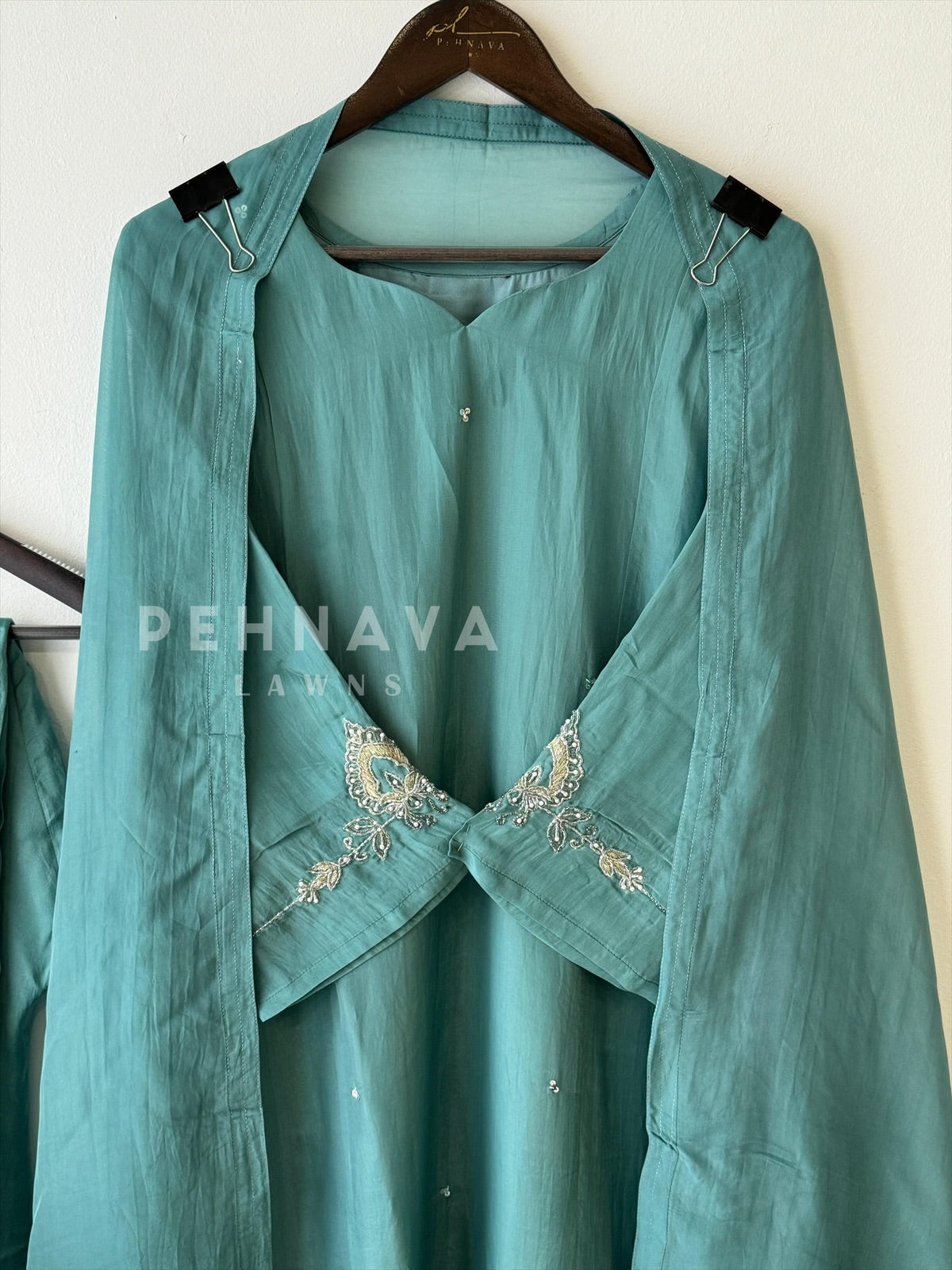 A-Line Embroidered Handwork Suit - Pehnava Lawns