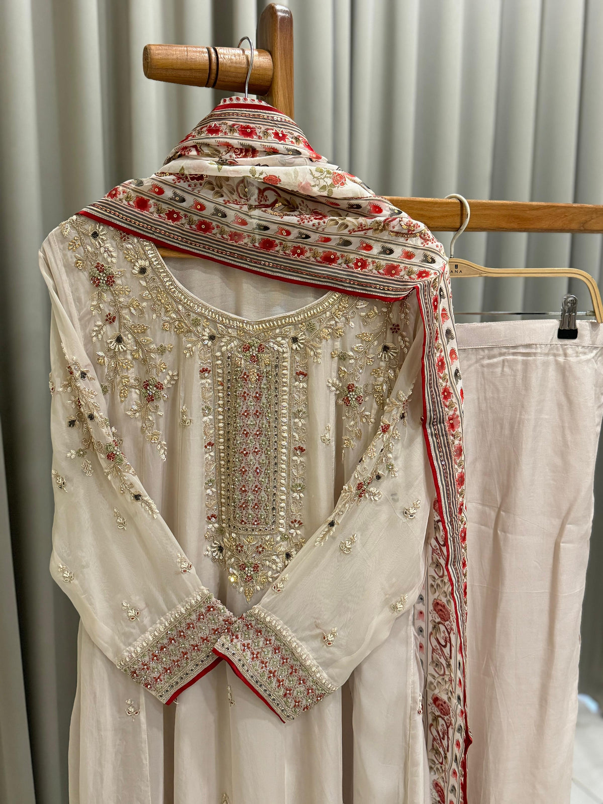 Premium Handwork Anarkali Suit with Floral Print Dupatta