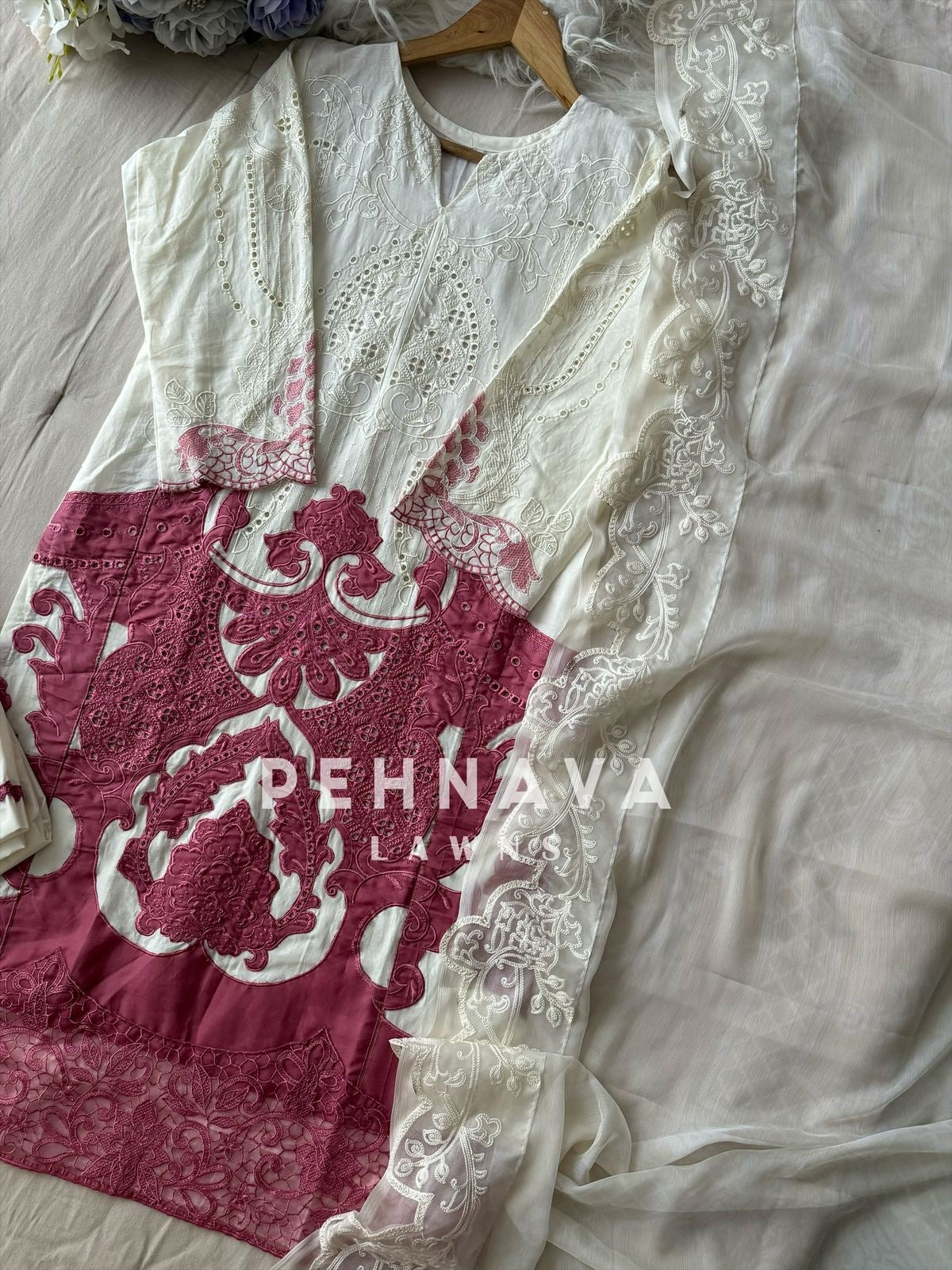 Multi Shaded Suit With Appliqué Design-1286c