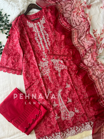 Embroidered Red Suit 1402