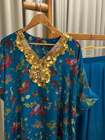 Premium Handworked Two Piece Set-Blue - Pehnava Lawns