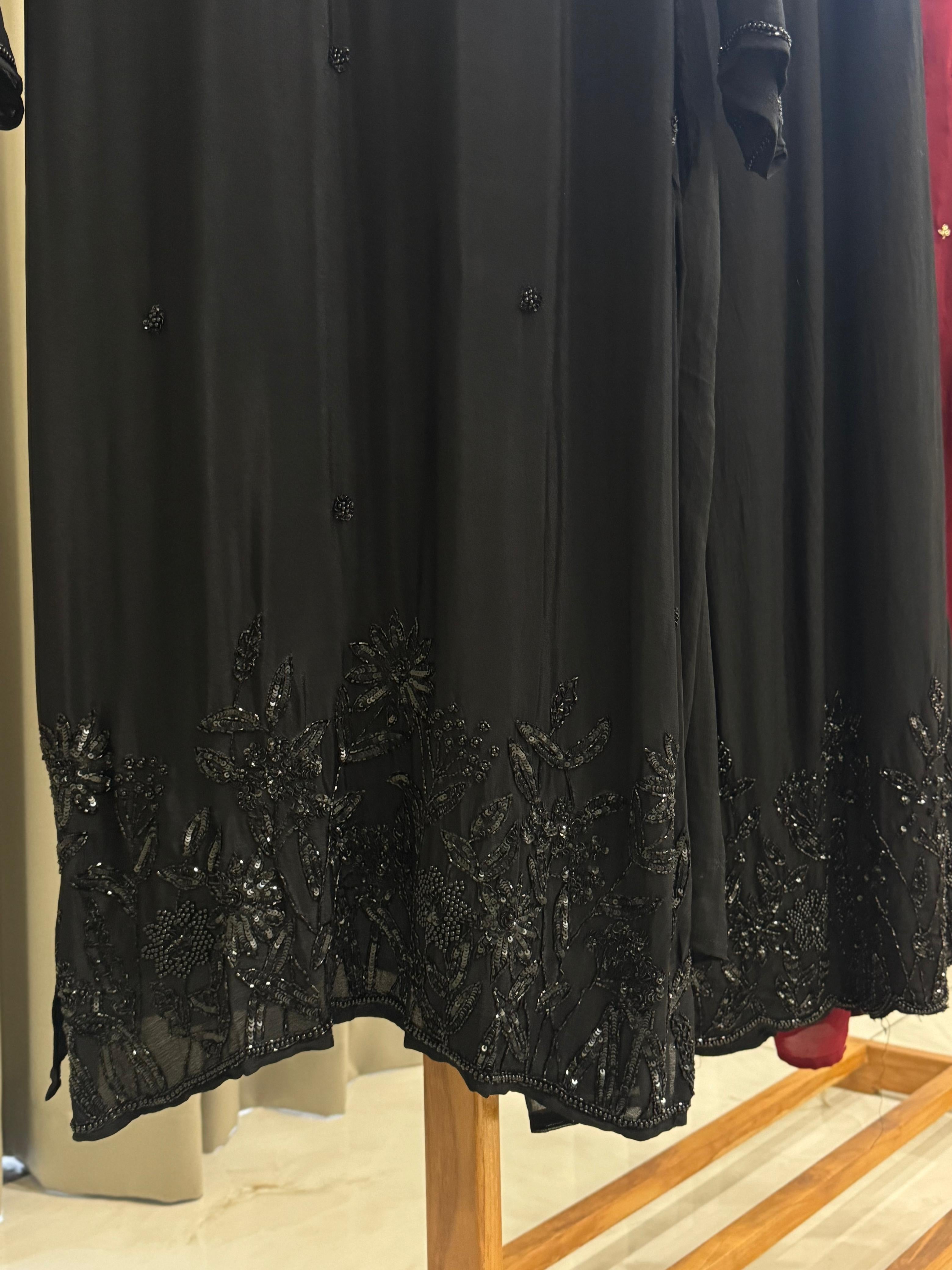 Chinnon hand worked party wear-Black2728