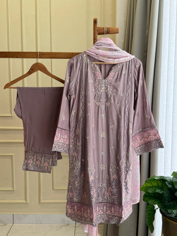 Premium Pure Lawn Embroidered Suit - 04