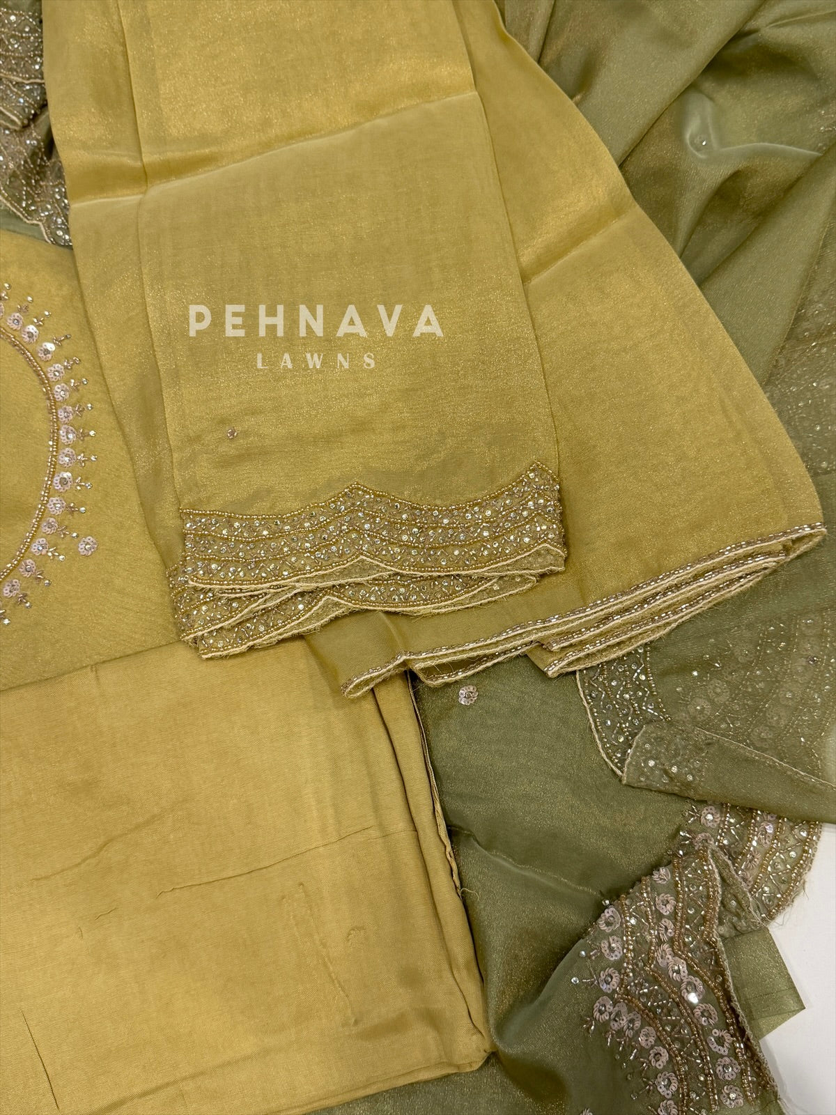 Tissue Handworked Unstitched Suit-302