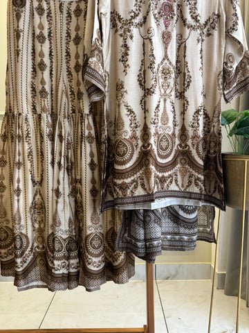 Premium Brown Paisley Print Kurta