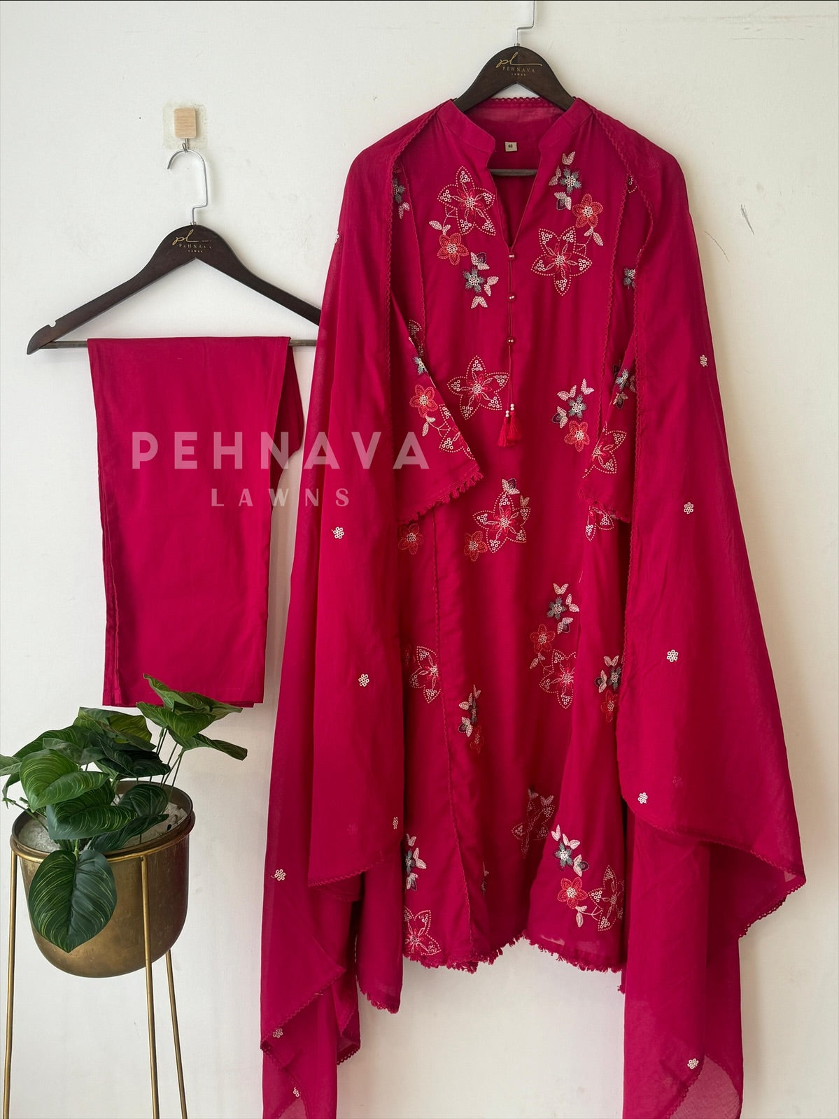 Floral Thread Cotton Suit-3295 - Pehnava Lawns
