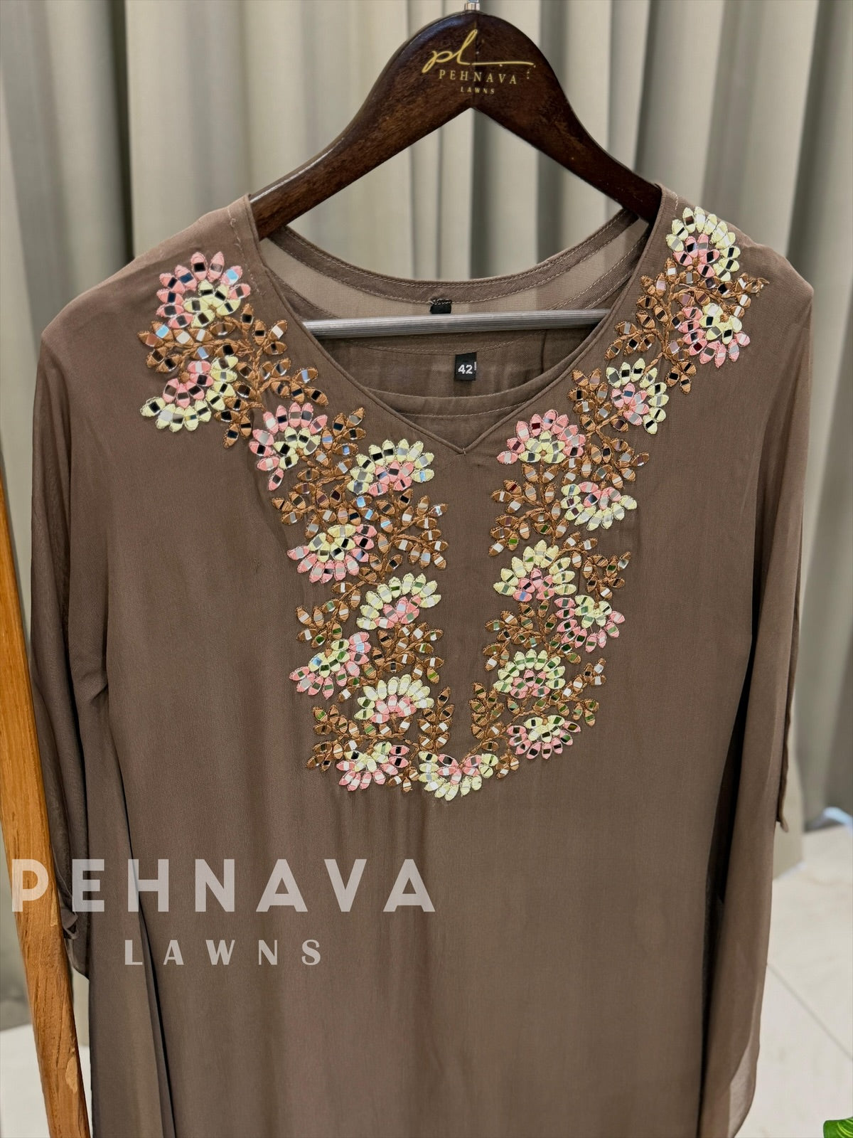 Floral Mirror-Work Kaftan Suit 2584