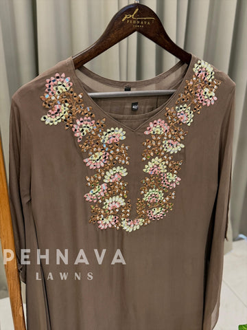 Floral Mirror-Work Kaftan Suit 2584