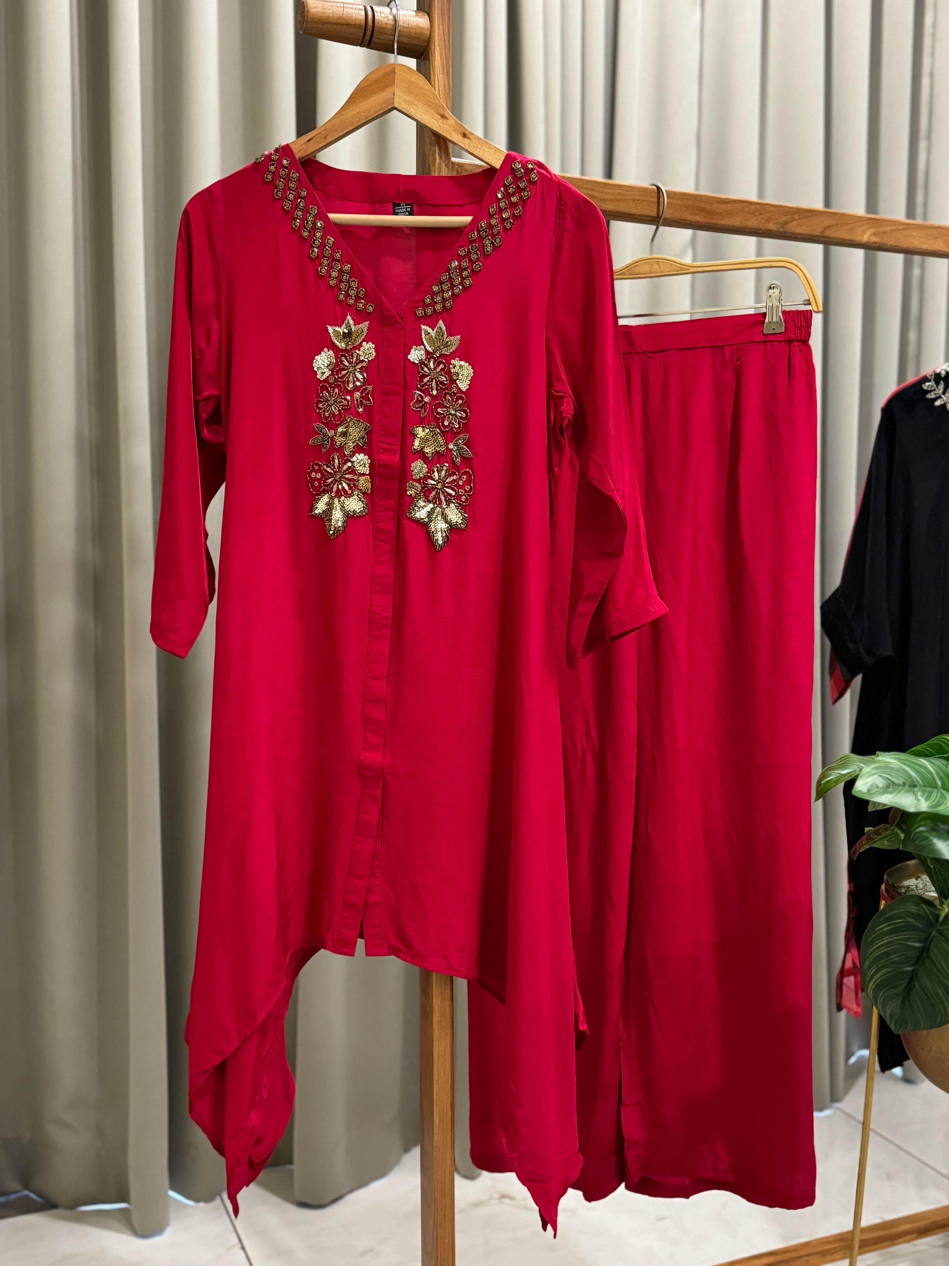Premium Handworked Two Piece Set-Pink - Pehnava Lawns