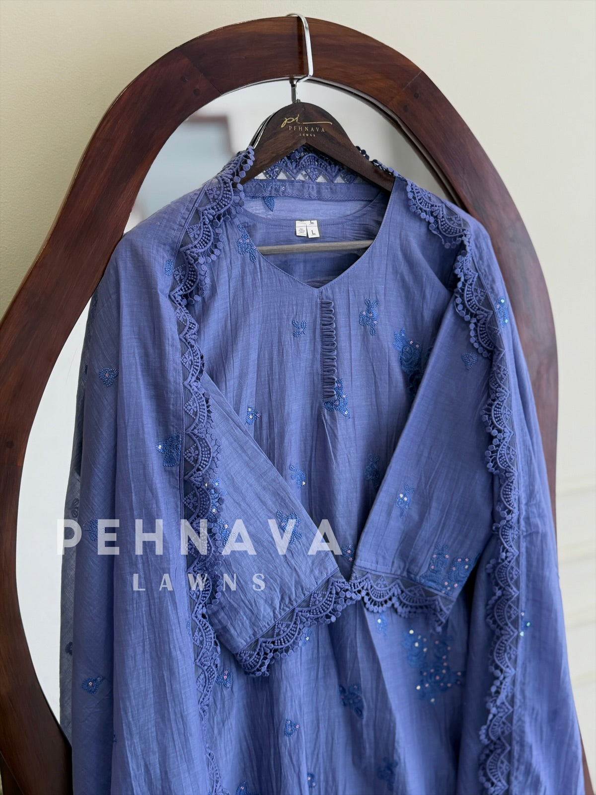 Embroidered Lace-Trimmed Suit Set