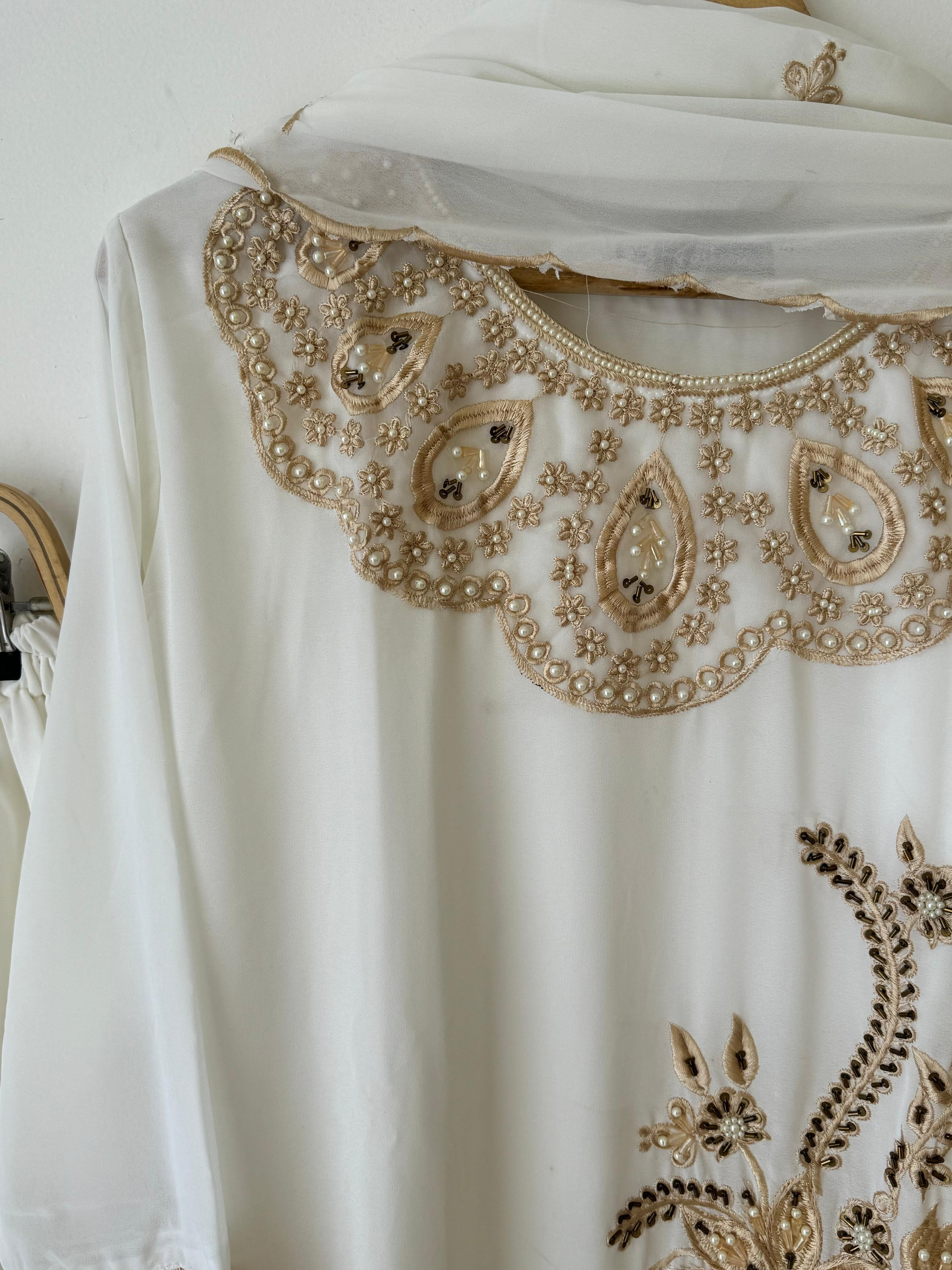 White Embroidered Georgette Suit