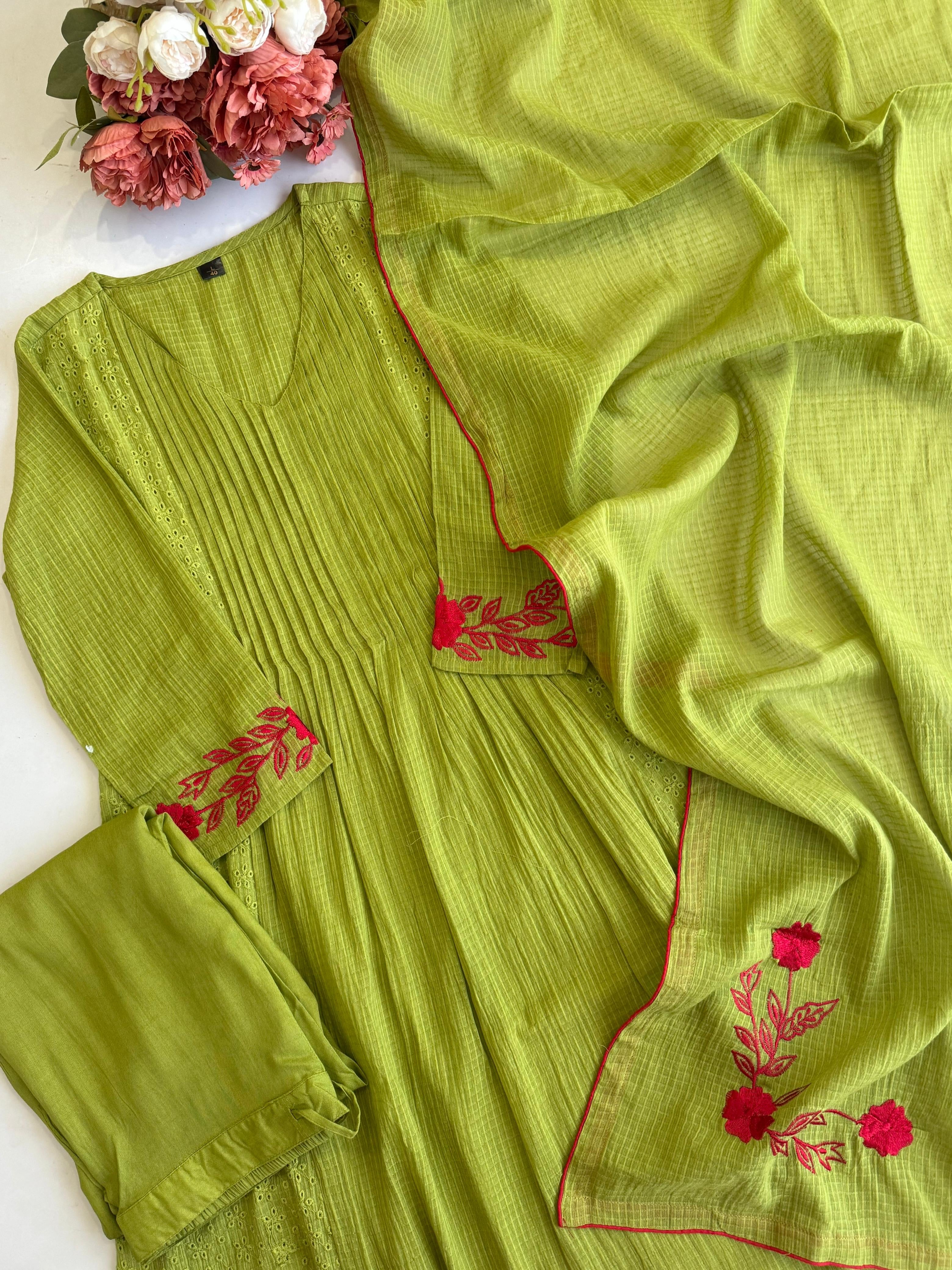 New Green Mul-Cotton Premium Suit