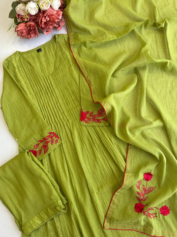 New Green Mul-Cotton Premium Suit