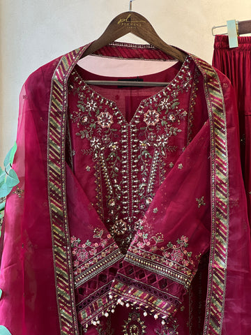 Sadabahar Organza Heavy Handworked Suit