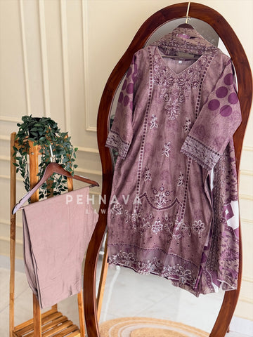 Embroidered Printed Suit Set-2003-6