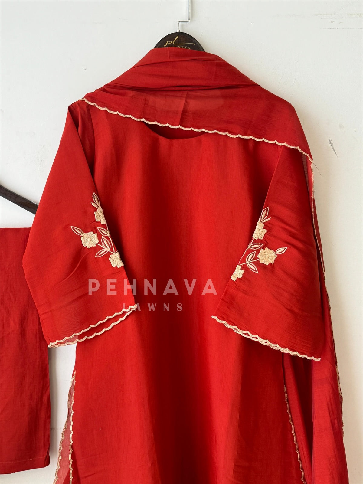 Floral Embroidered Chanderi A-Line Suit Set 3177 DR3