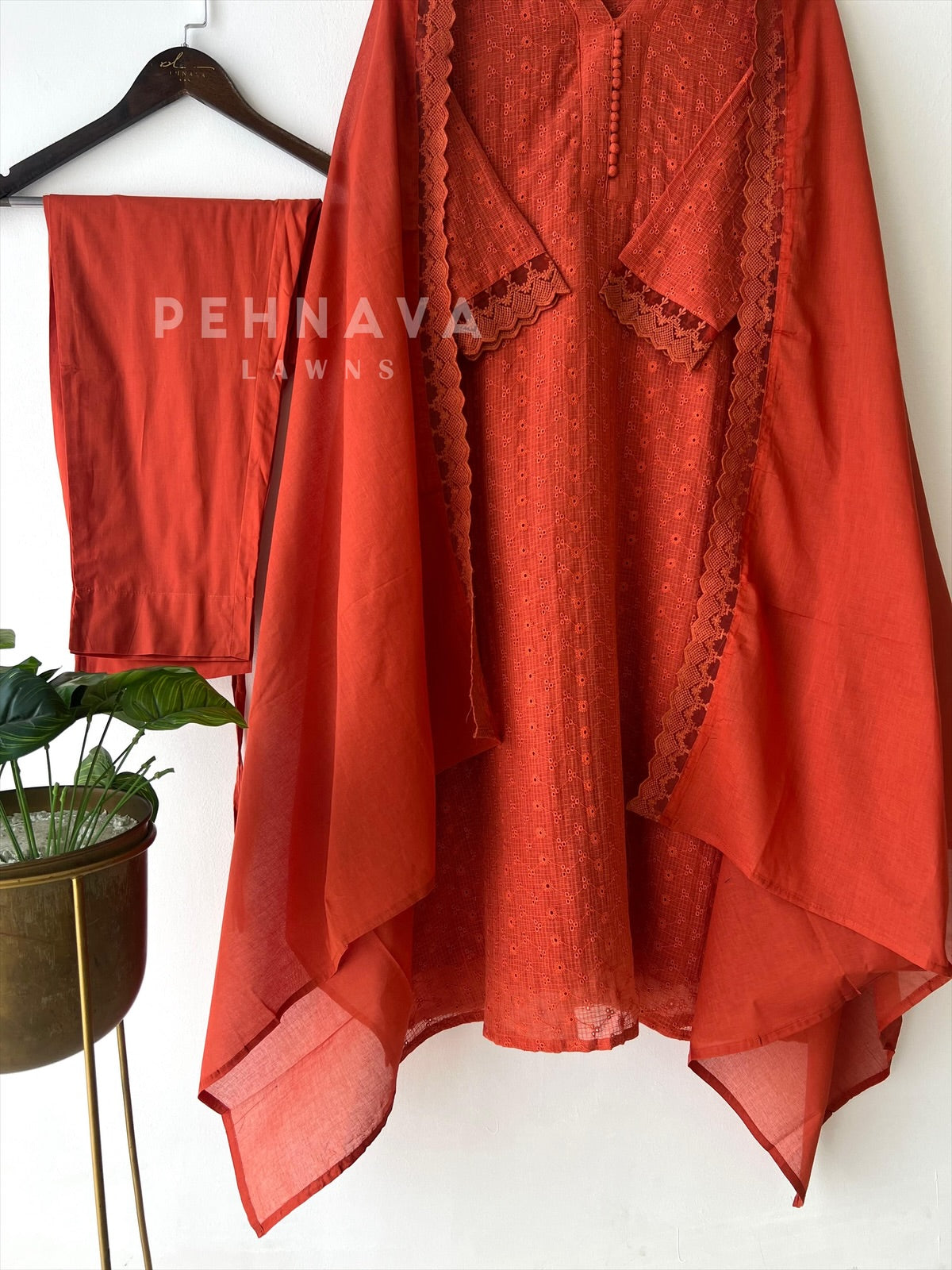 Cotacheck Embroidered Suit-Hkoba