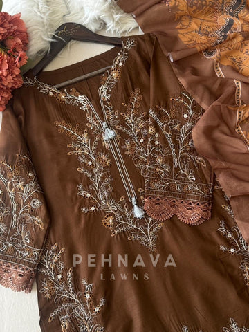 Unstitched Embroidery Lawn Suit-1056 A - Pehnava Lawns