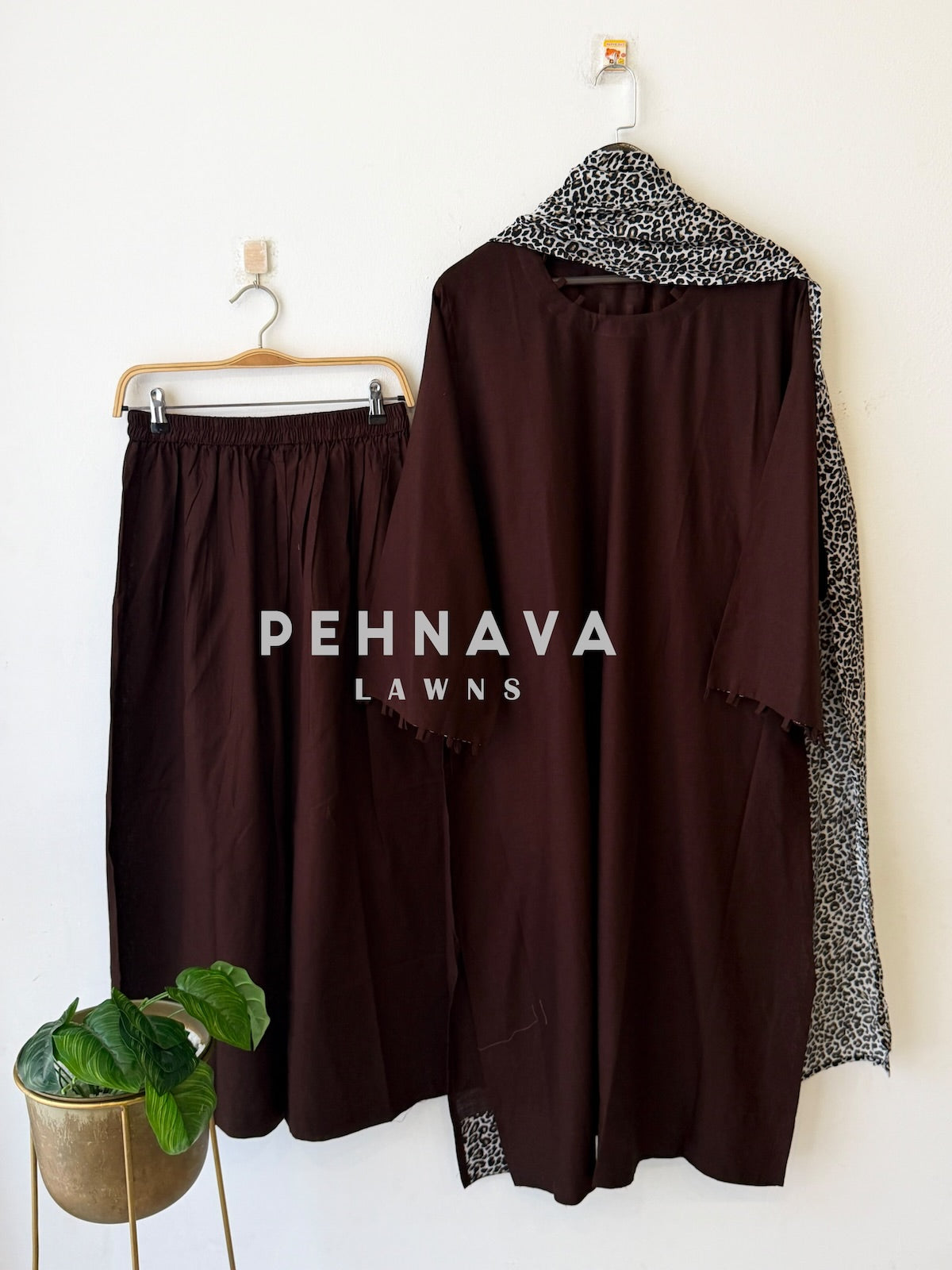Animal Printed Dupatta Three Piece Set-2396