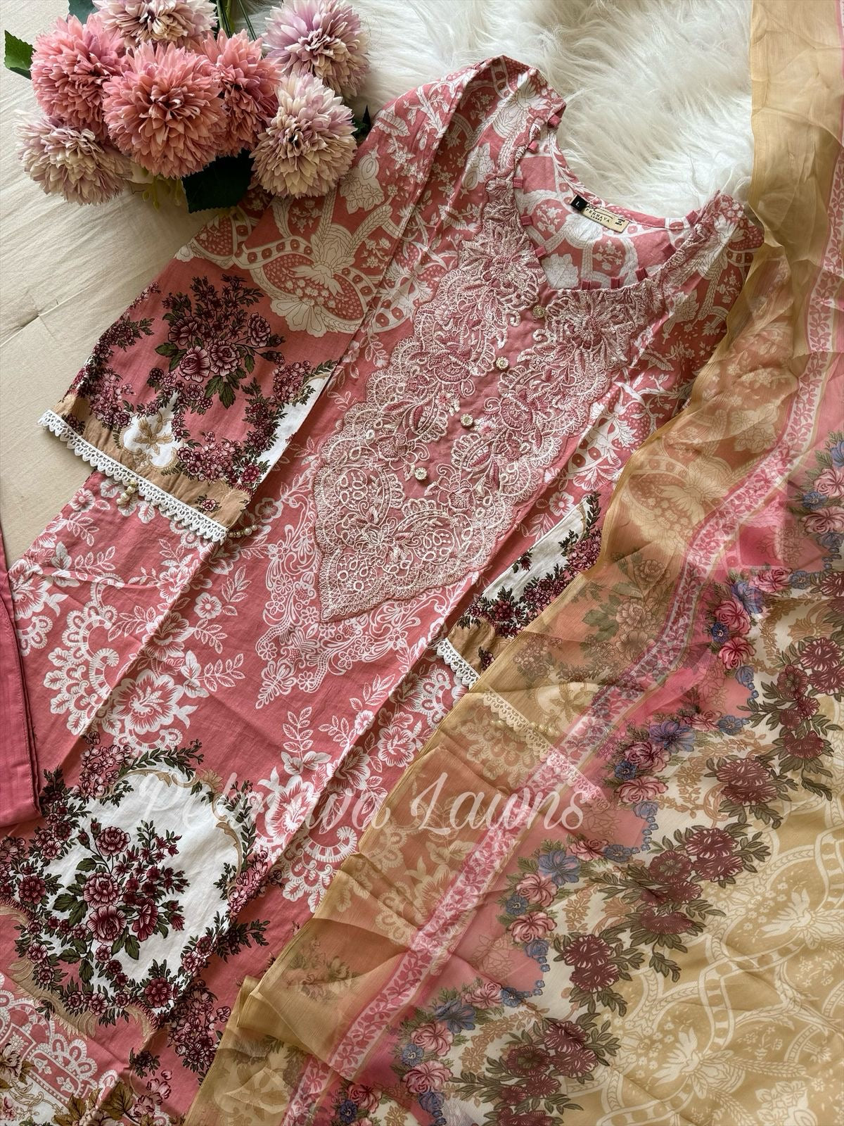 Floral Printed Cotton Suit 589