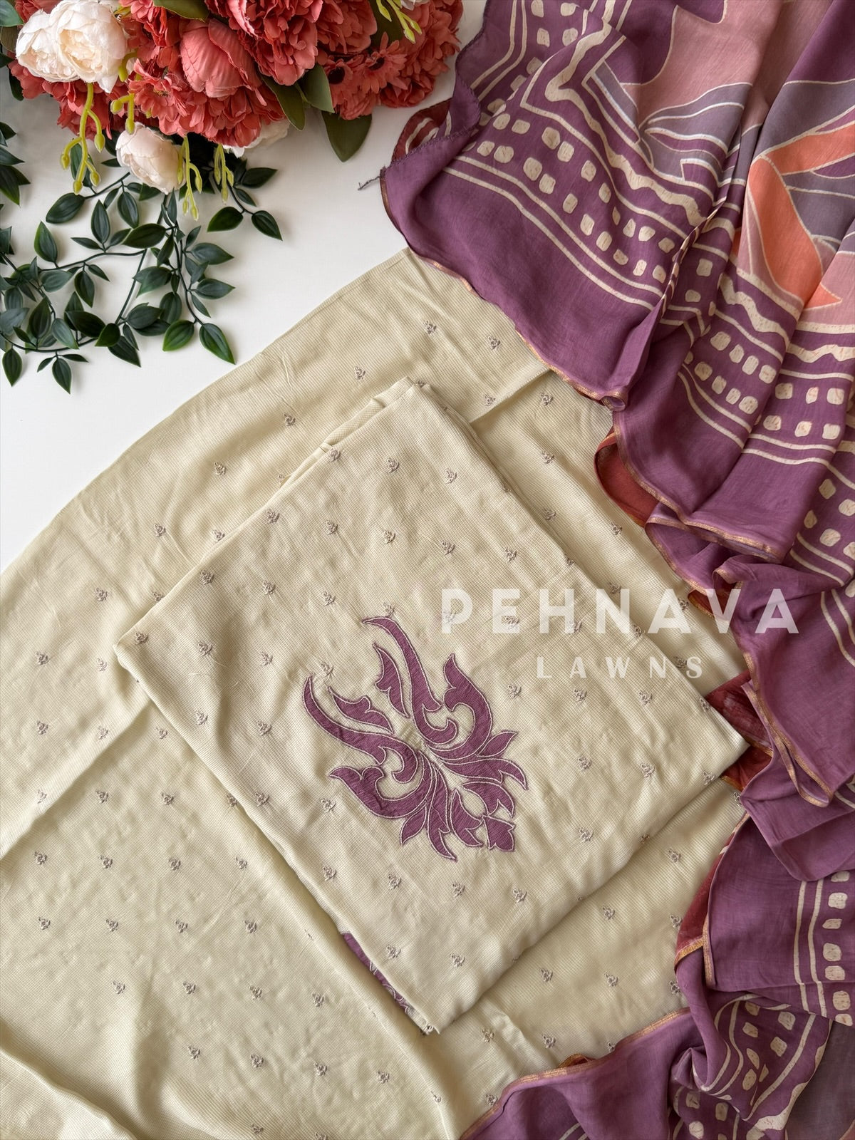 Cotacheck Embroidered Unstitched Suit-4070 - Pehnava Lawns