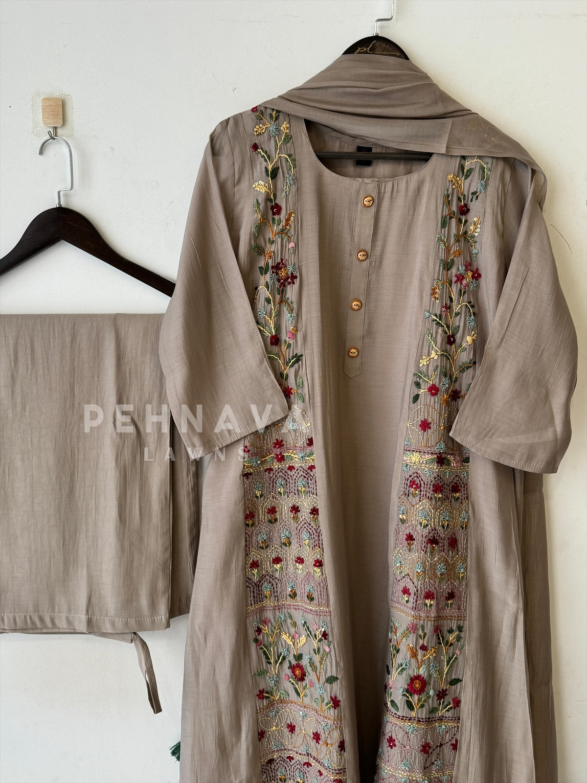 Chanderi Embroidered Suit Set