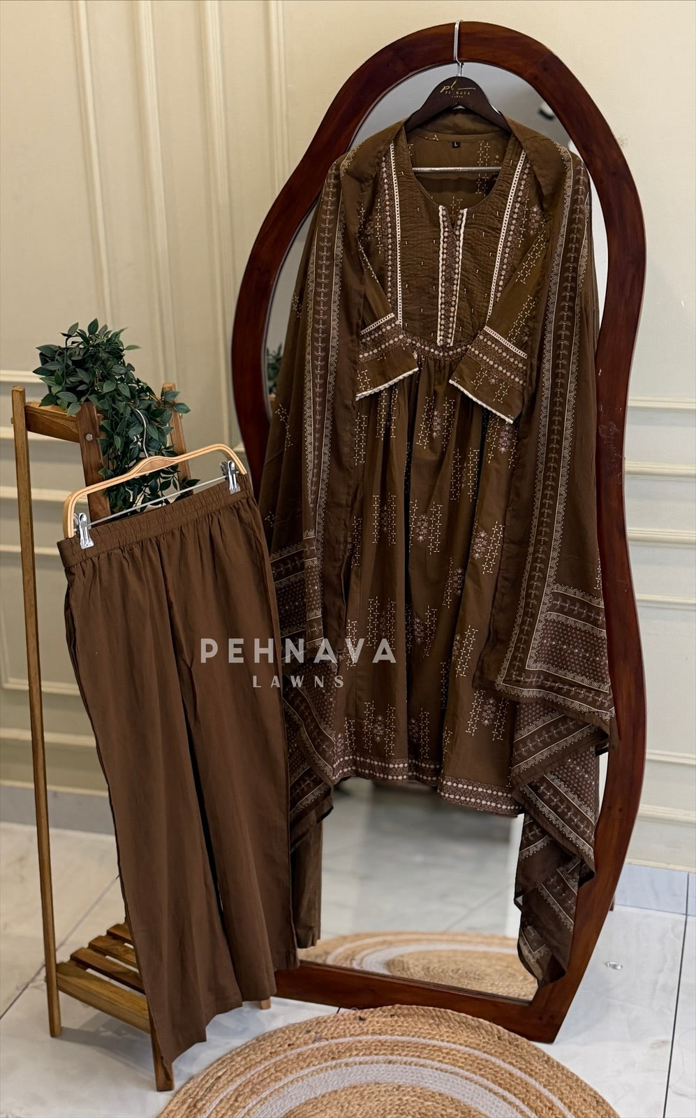 Ethnic Print Three Piece Suit