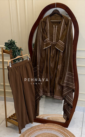 Ethnic Print Three Piece Suit