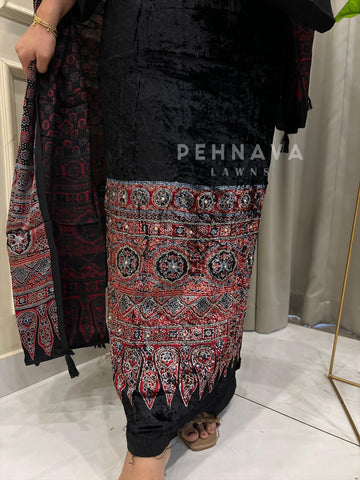 Velvet Touch Ajrakh Suit - Pehnava Lawns