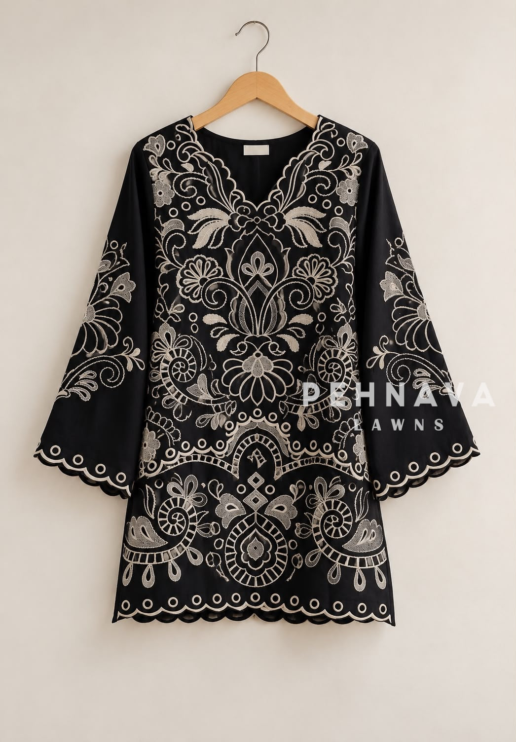 Bell Sleeve Embroidered Farshi Salwar Set