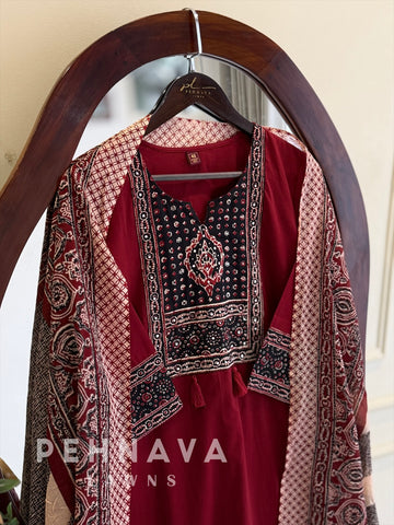Ajrak Print Cotton Suit Set